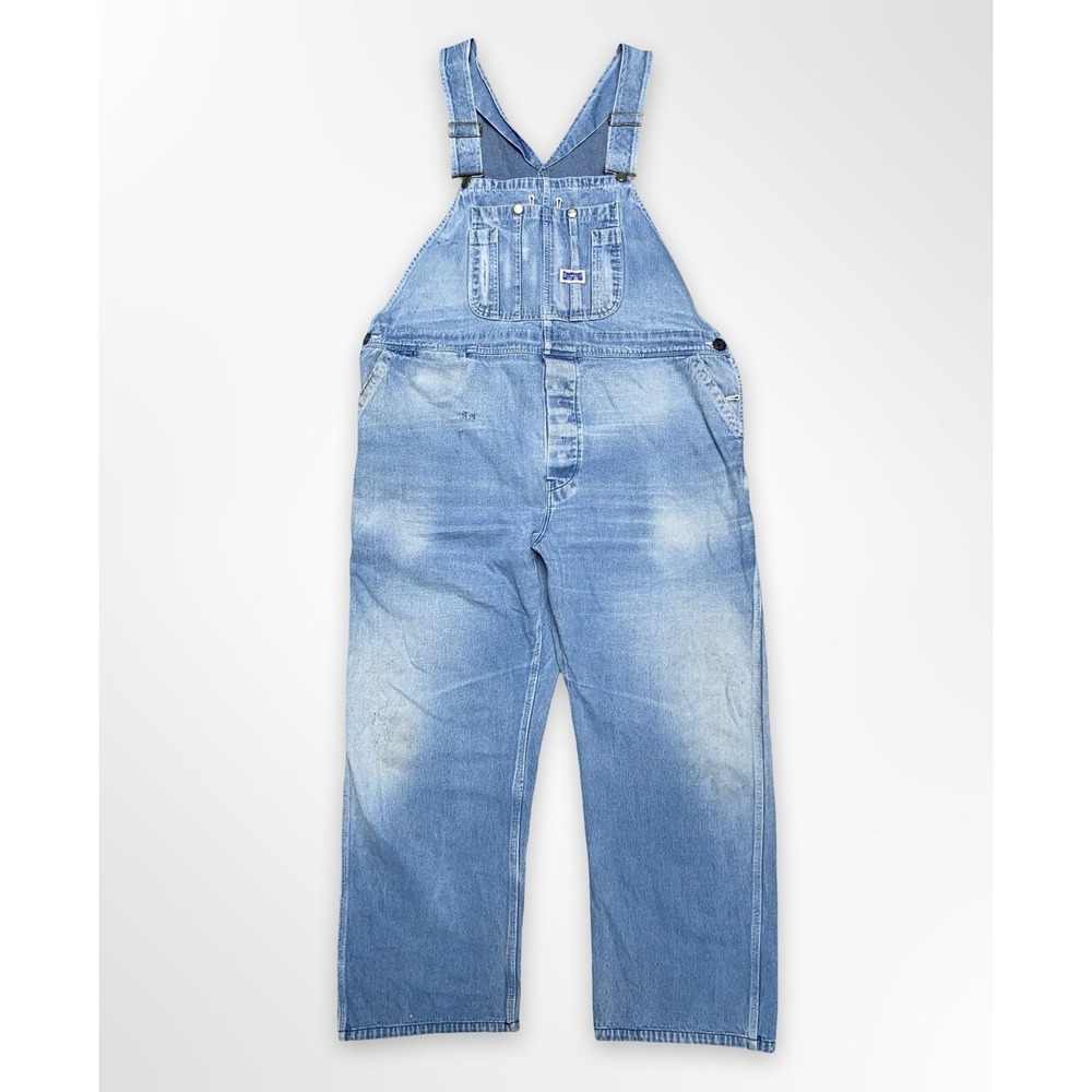 Vintage Big Smith Overalls Mens 46x30 Blue Carpenter Workwear Denim Bib Farmer